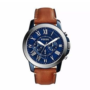 Fossil Grant Stainless Steel Leather Quartz Watch